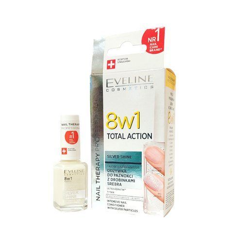 Лікувальний лак для нігтів Eveline 8 в 1 Silver Shine Здорові нігті